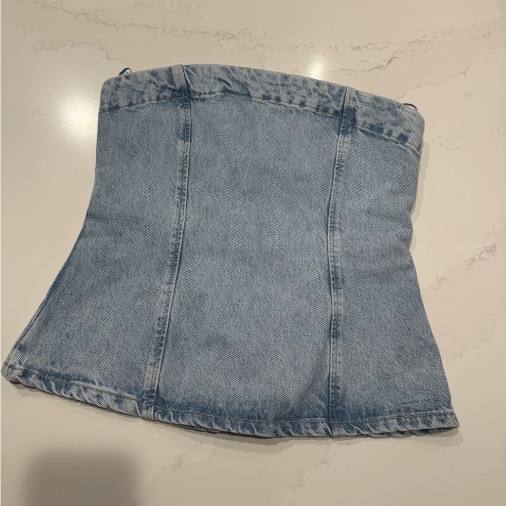 NWT Zara Denim Strapless Top